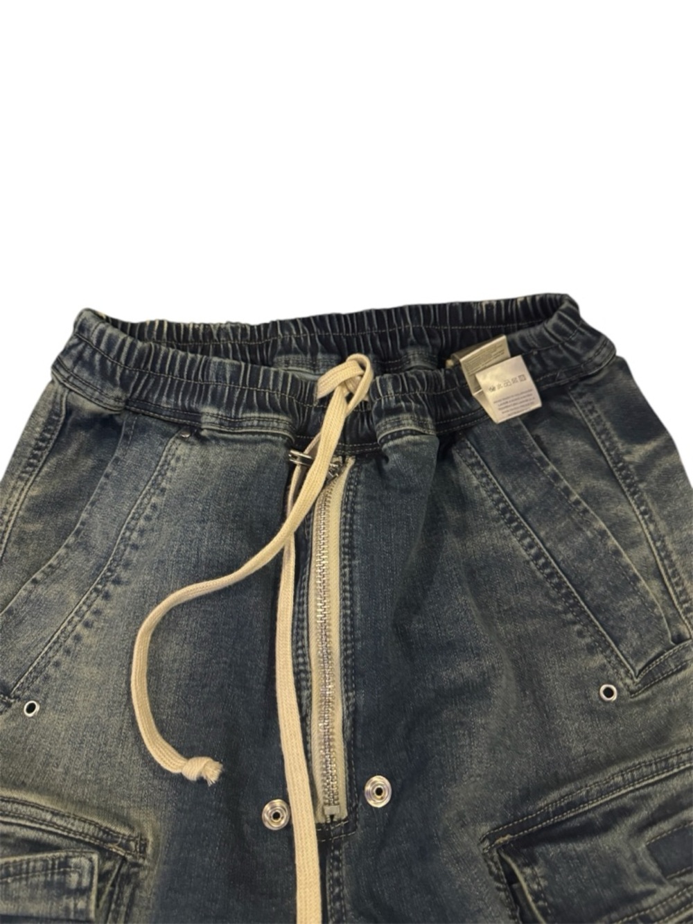 rick owens cargo Denim Jogger Pants with Drawstring -